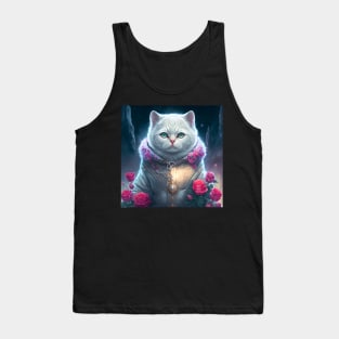 White British Shorthair With Roses Tank Top